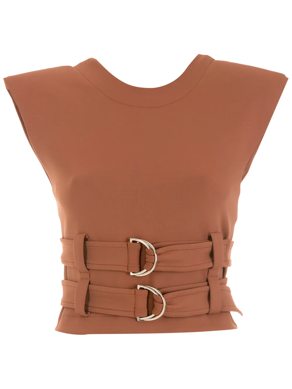 

Gloria Coelho buckle-detail V-back top - Brown