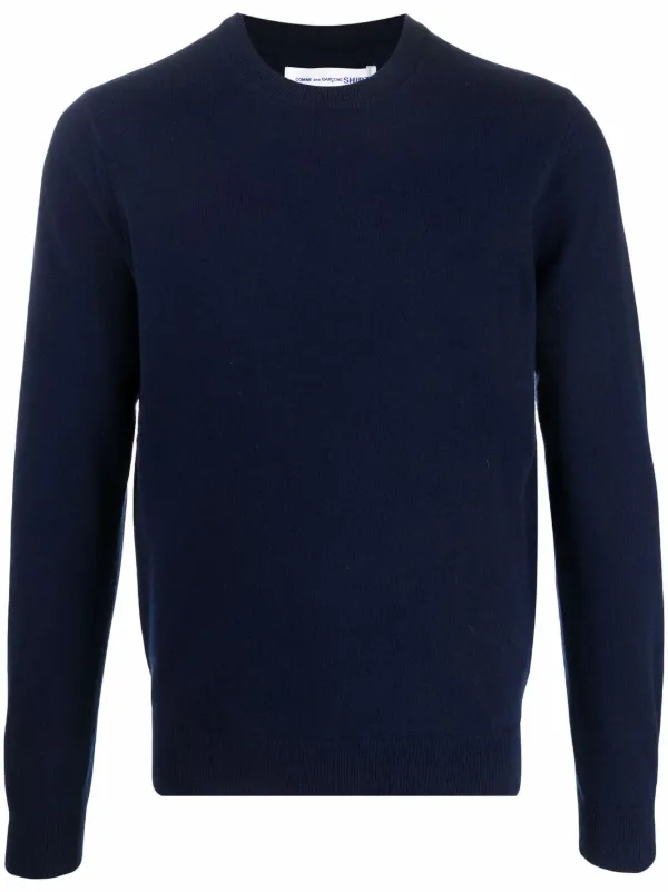 Comme Des Garçons Shirt fine-knit ribbed-trim Jumper | Blue