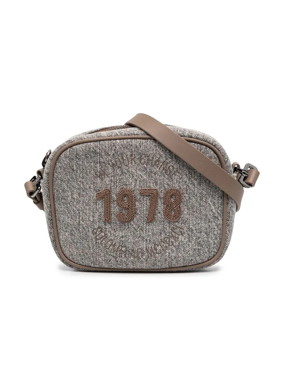 

Brunello Cucinelli Kids bolsa de hombro con motivo bordado - Gris