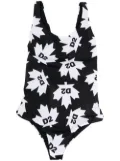 DSQUARED2 KIDS maple leaf-print swimsuit - Black
