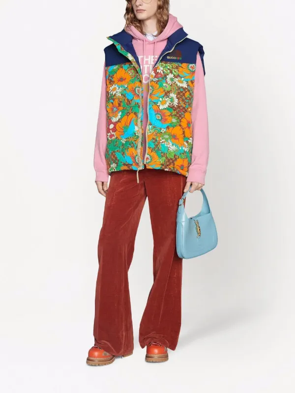 Gucci x The North Face Floral Padded Gilet - Orange
