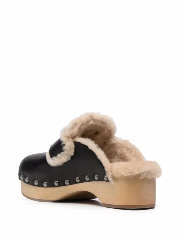 Prada Shearling Trim Clogs - Farfetch