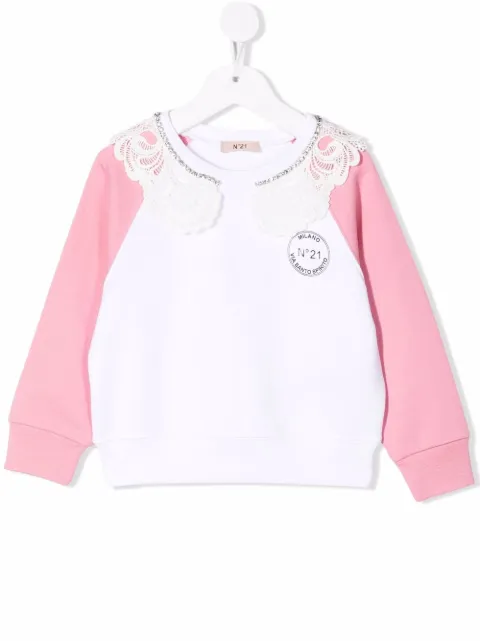 Nº21 Kids lace-trim sweatshirt