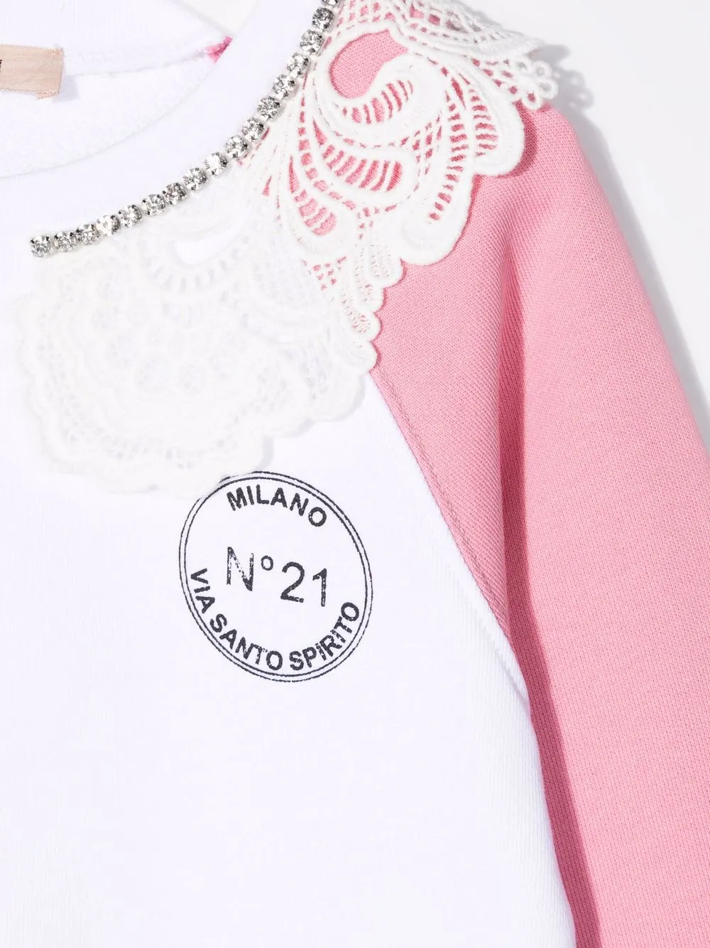  Nº21 Kids Sweatshirt Mit Spitzenbesatz   Weiß 