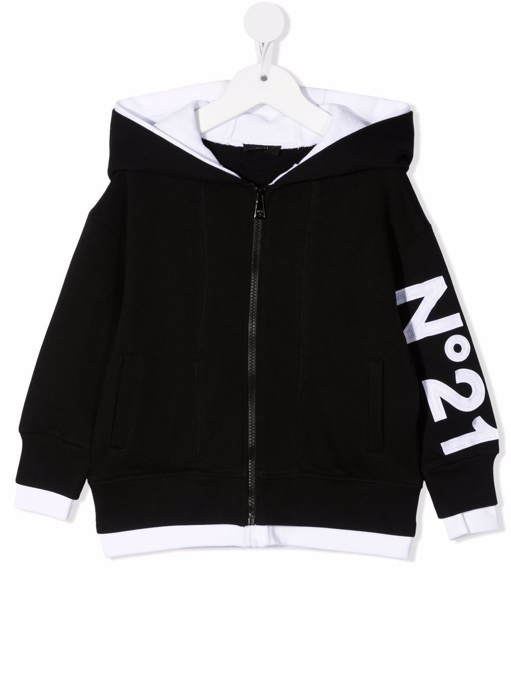 

Nº21 Kids logo-print zip-up hoodie - Black