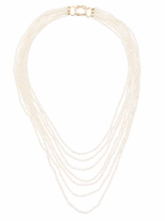 Mizuki 14kt Yellow Gold Seven Row Cascading Dancing Pearl Necklace | Gold |  FARFETCH CH