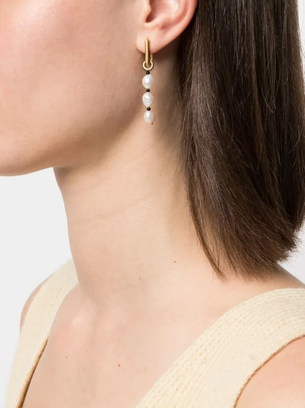 ★MISSOMA★ Fine Baroque Pearl Organic Hoop Earrings MISSOMA Baroque Pearl Drop Tunnel Mini Hoop Earrings in