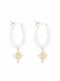 Mizuki 14kt yellow gold diamond star pearl hoop earrings