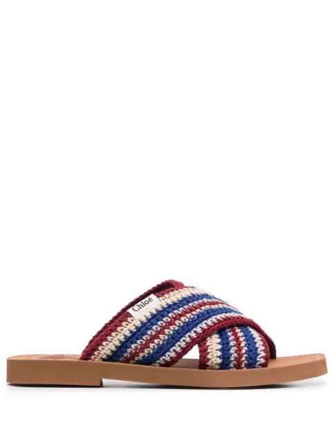 Chloé Woody crossover-strap sliders
