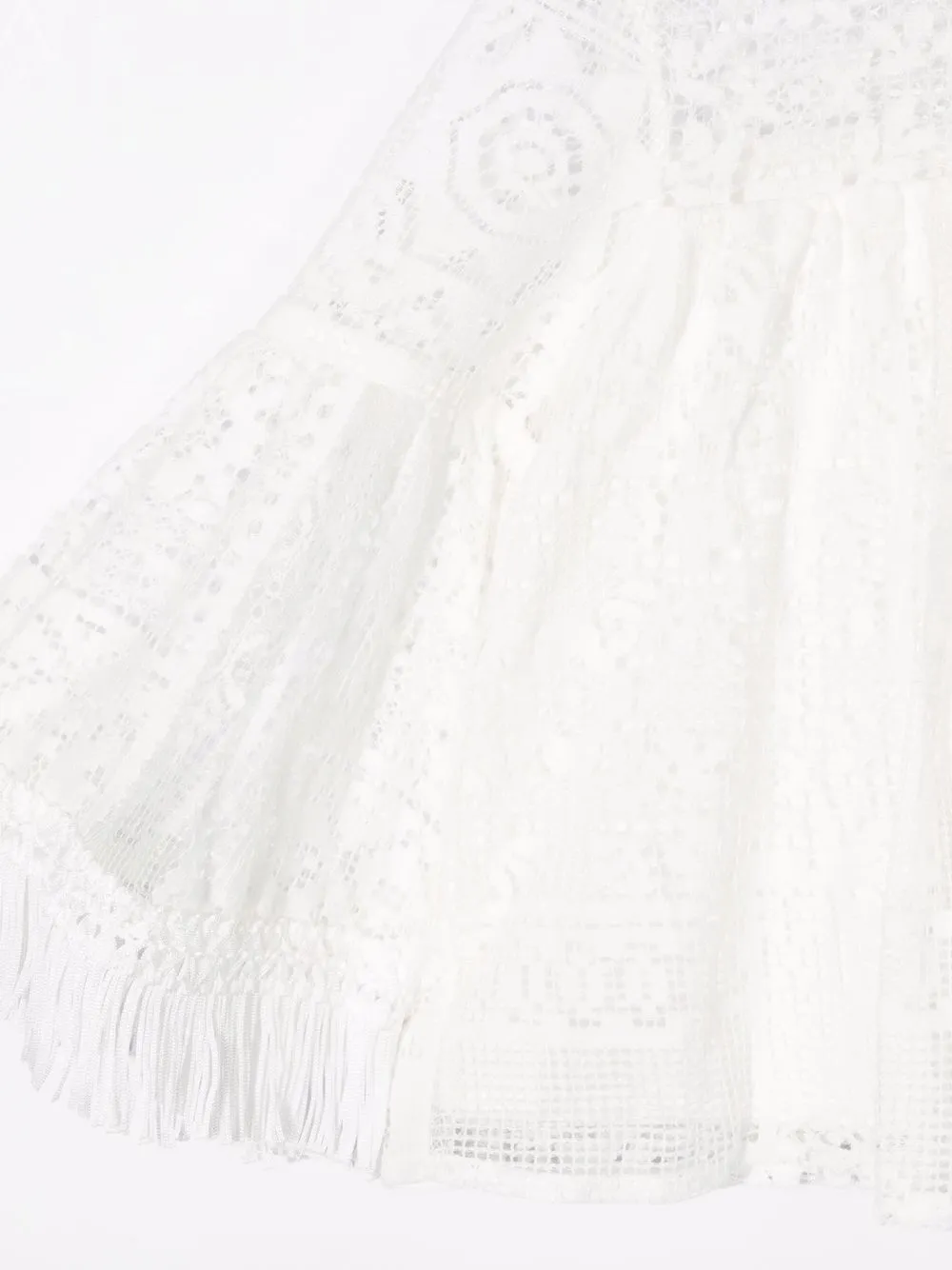Embroidered Frayed-Edge Tunic Top