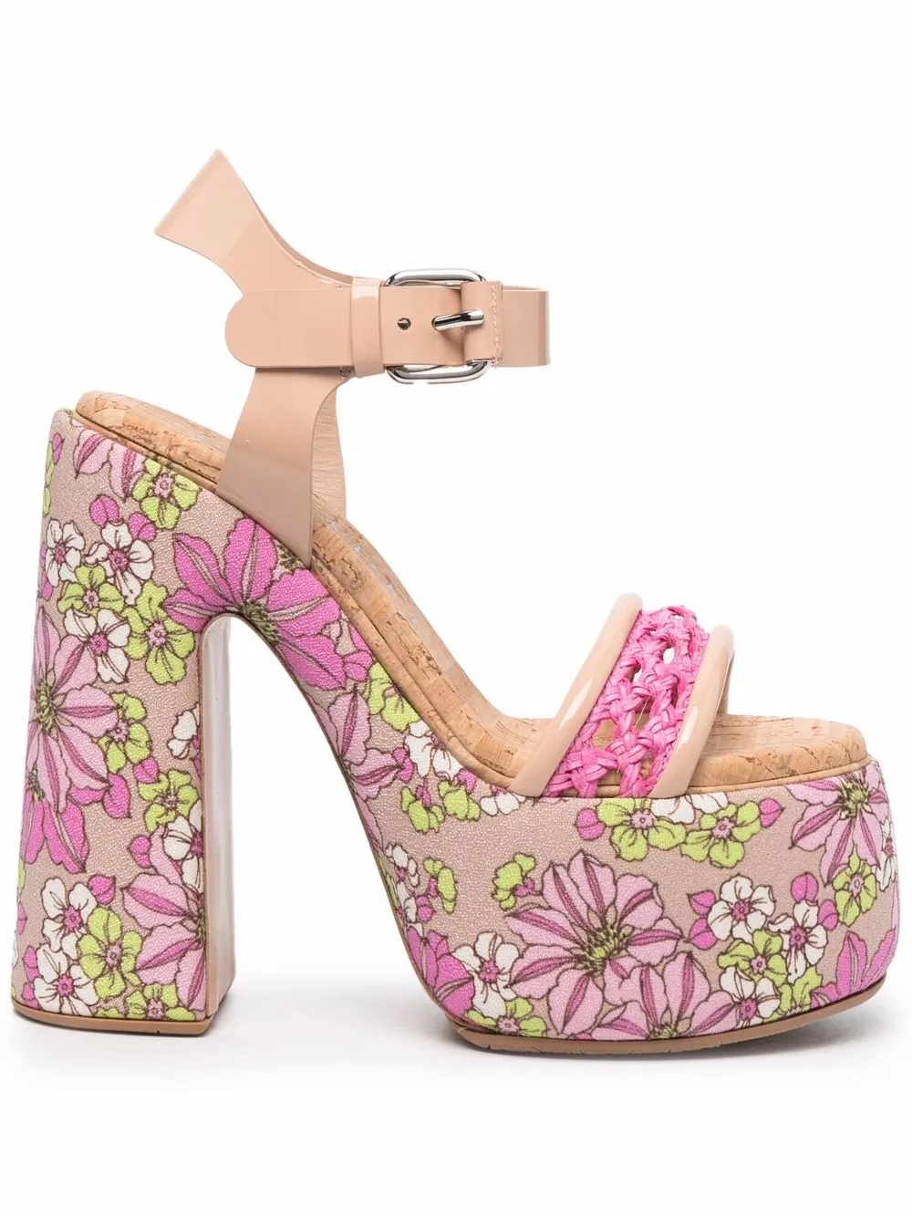 

Casadei sandalias con plataforma y estampado floral - Rosado