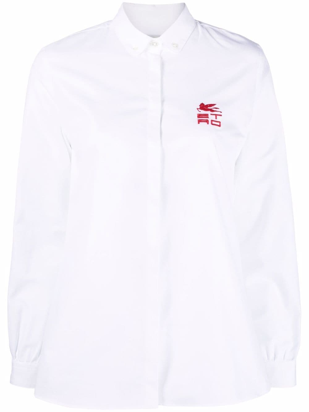 фото Etro поплиновая рубашка с вышитым логотипом