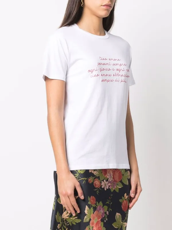 Embroidered slogan t shirt Clearance