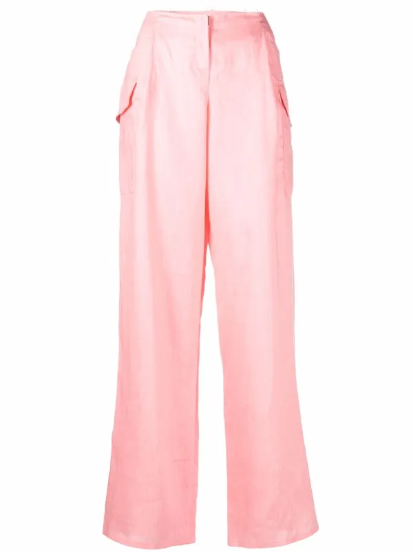 MANURI low-waist Linen Trousers - Farfetch