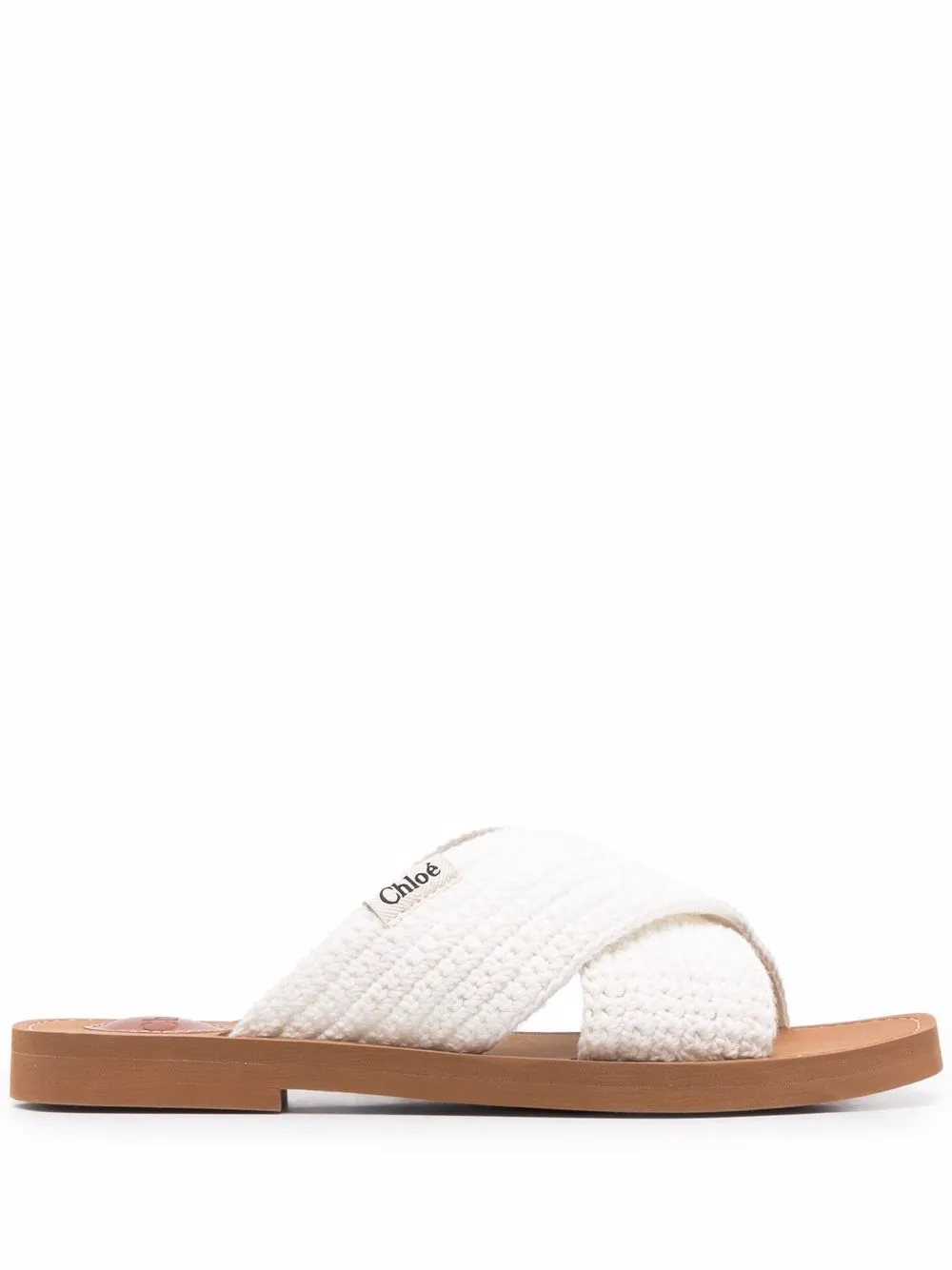 

Chloé Woody crossover-strap sliders - White