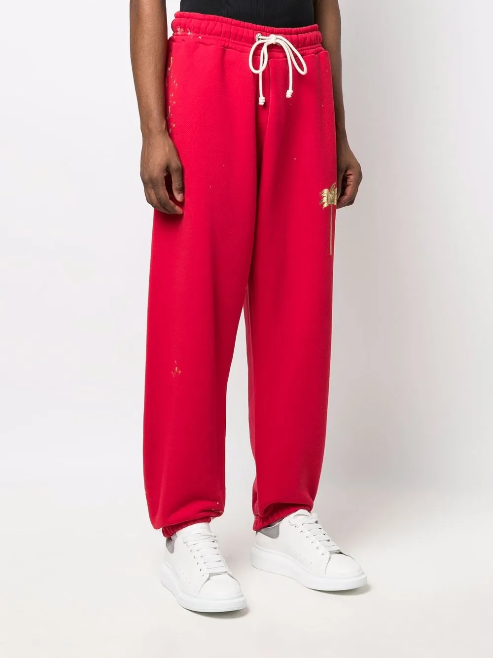  Palm Angels Jogginghose Mit Palmen Print   Rot 
