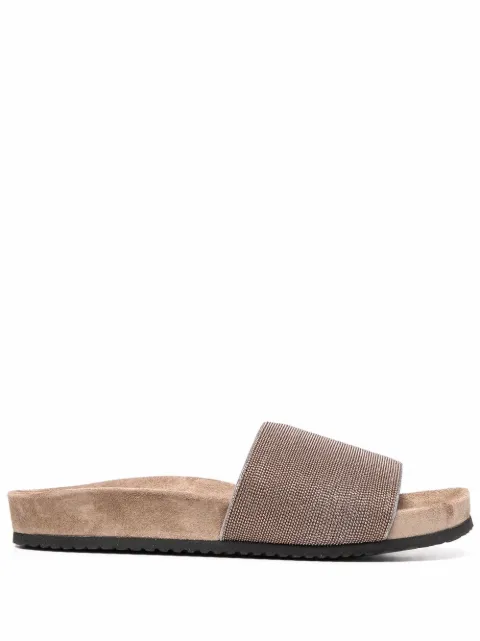 Brunello Cucinelli eco brass trim sliders