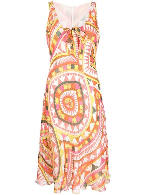 PUCCI Pre-Owned فستان حرير بطبعة جرافيك من السبعينيات