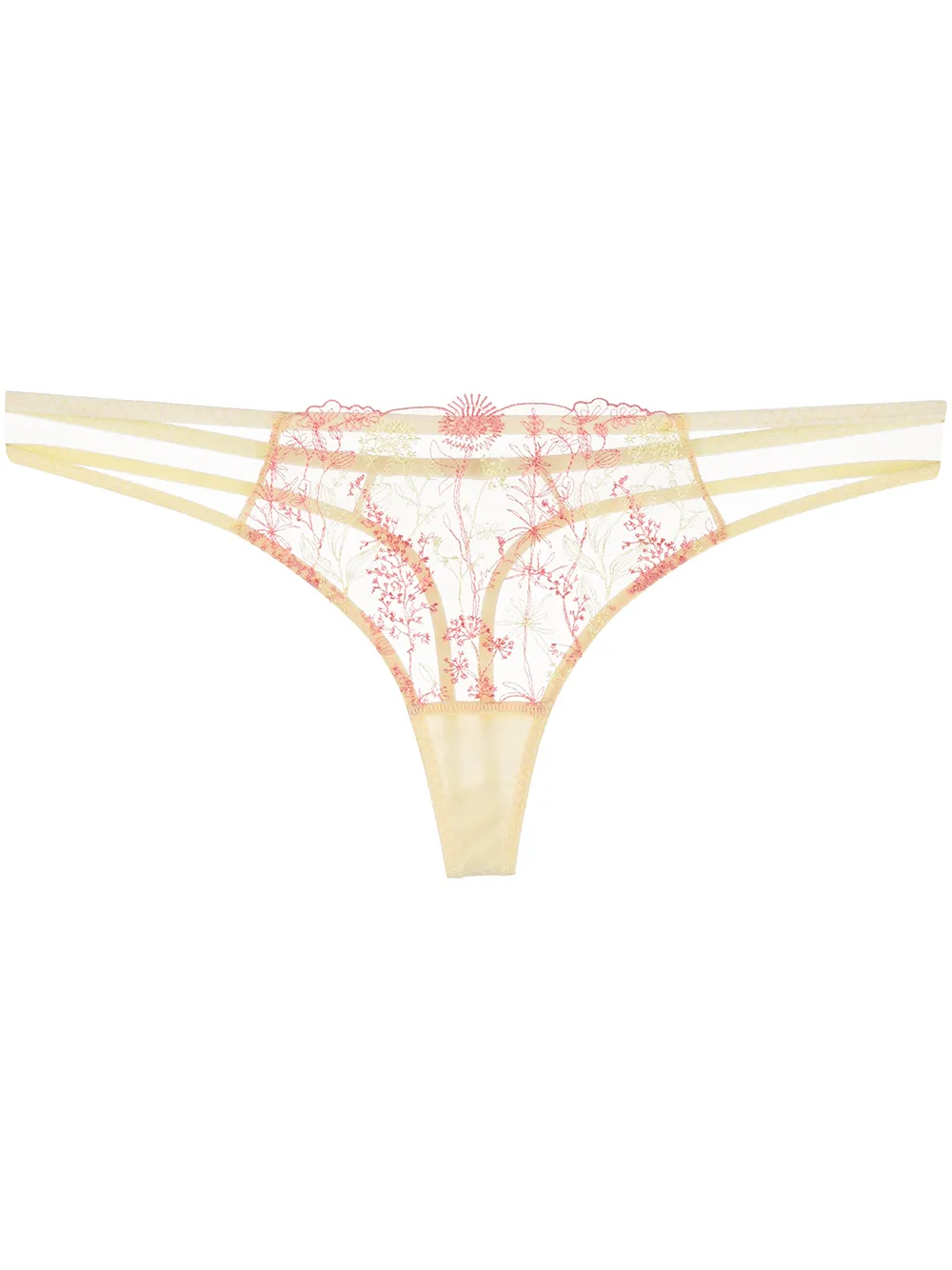 Myla Meadow Lane Embroidered Thong In Yellow