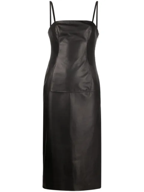 Giuseppe Di Morabito strap-detail leather midi dress