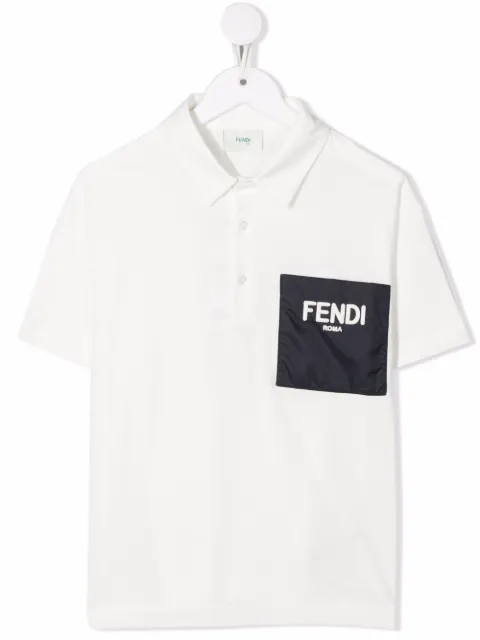 Fendi Kids قميص بولو قطن بطبعة شعار الماركة