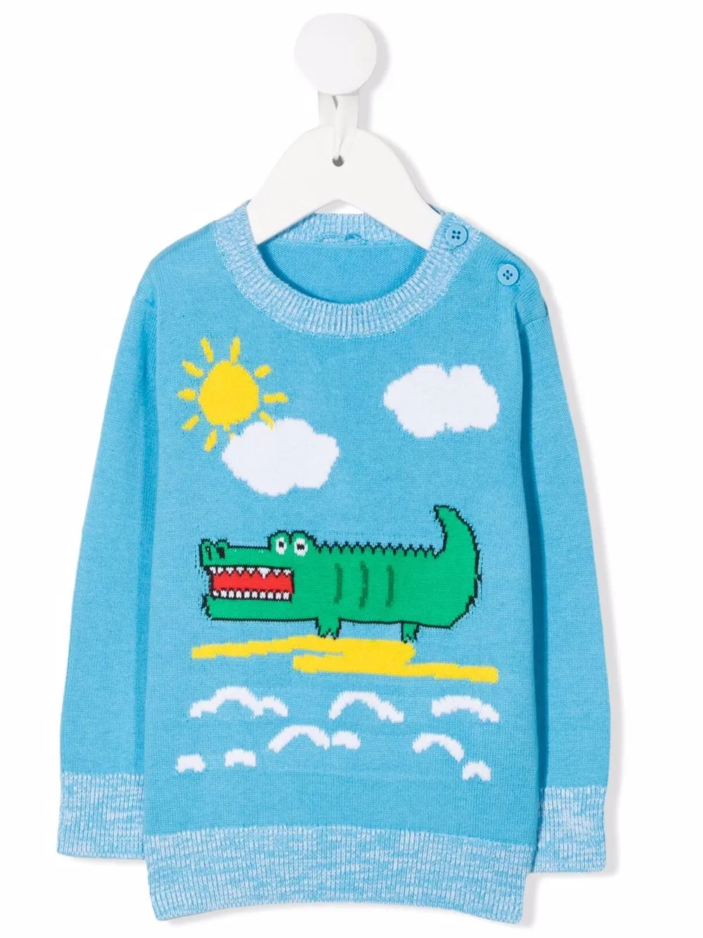 

Stella McCartney Kids suéter tejido con estampado de cocodrilo - Azul