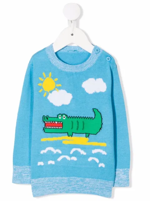 Stella McCartney Kids كنزة منسوجة بطبعة جلد التمساح