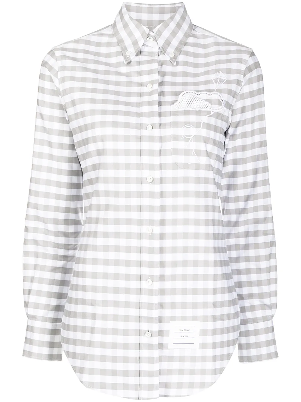 

Thom Browne camisa bordada a cuadros - Blanco