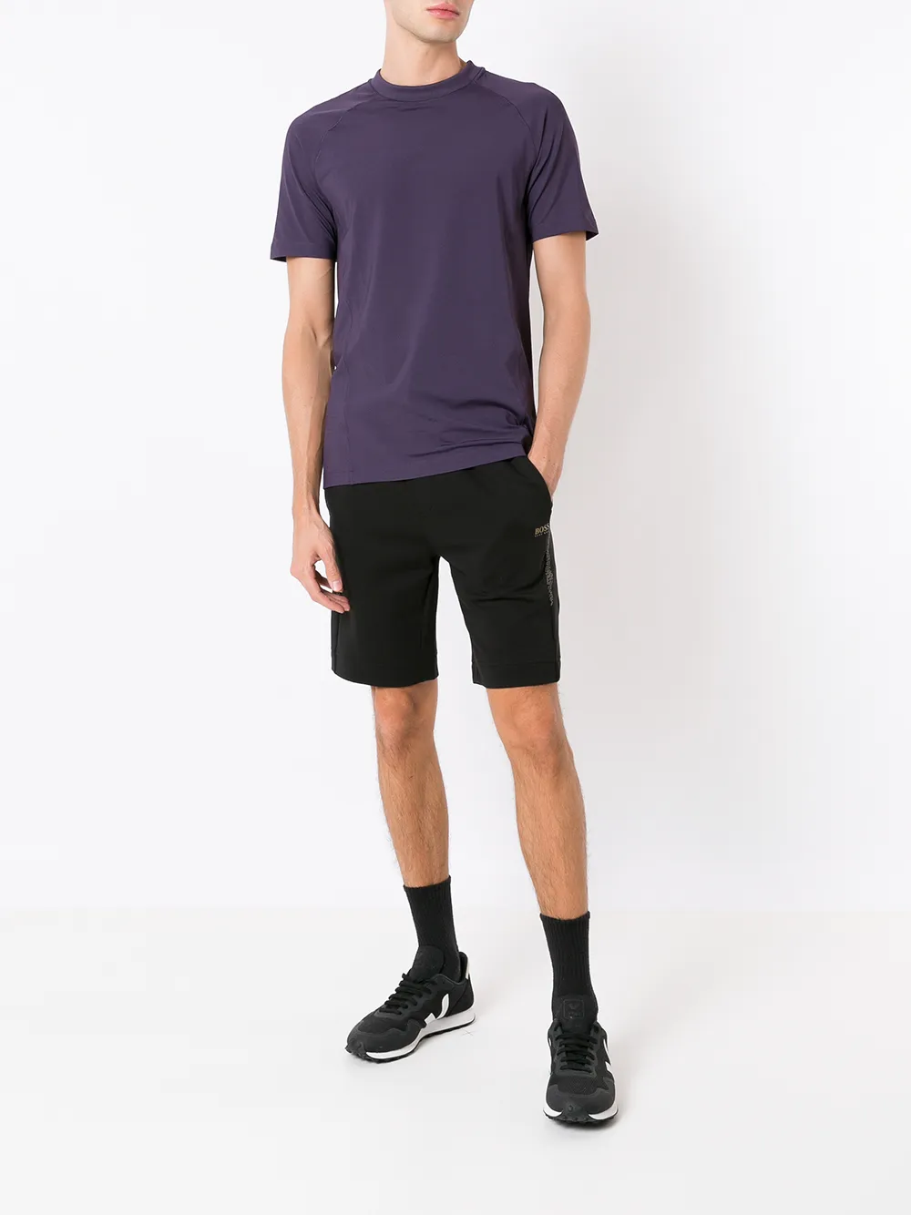 HUGO Camiseta de jérsei com estampa de logo | Roxo | Image 1