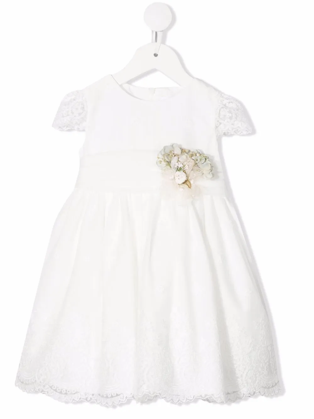 

Mimilù vestido con encaje bordado y detalle floral - Blanco