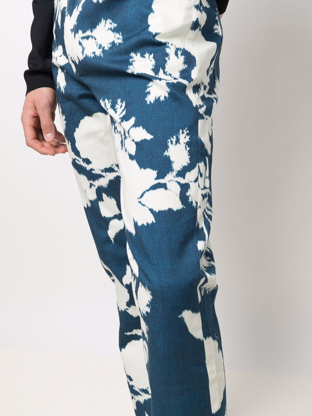 Shop Erdem Floral-print Straight Jeans In Blue