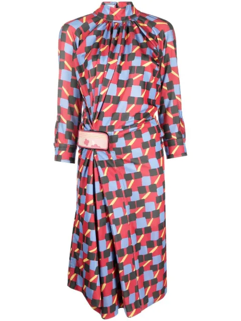 Prada Pre-Owned 1990s geometric-print midi dress