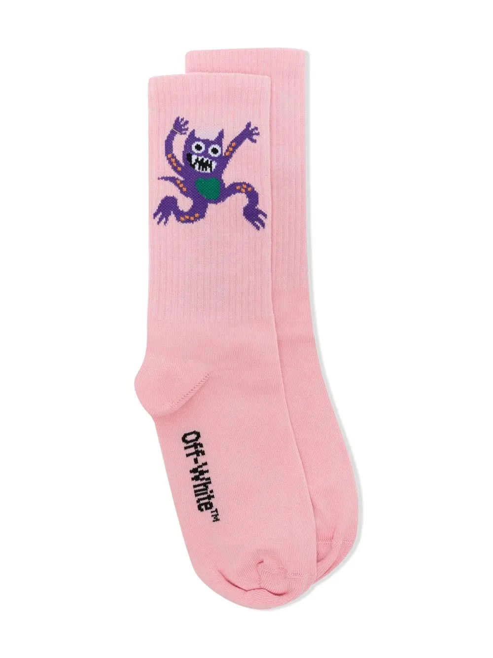 

Off-White Kids logo embroidered socks - Pink