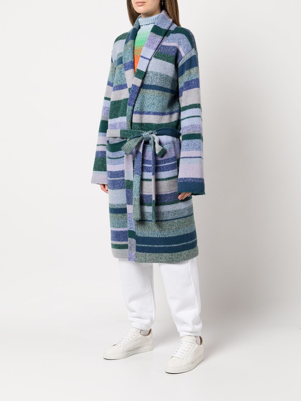 фото The elder statesman stripe-knit cashmere cardigan coat