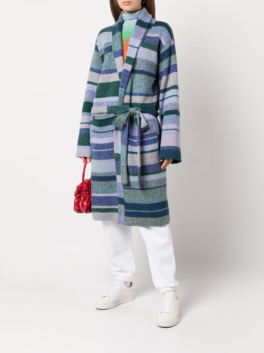 фото The elder statesman stripe-knit cashmere cardigan coat