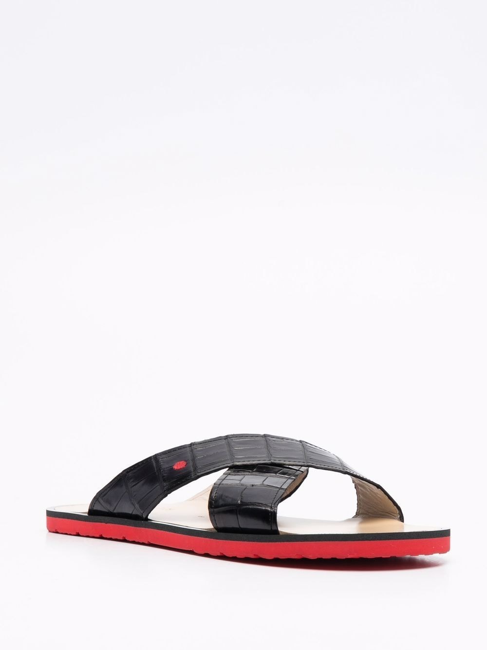 Kiton Sandalen met krokodillenleer-effect - Zwart