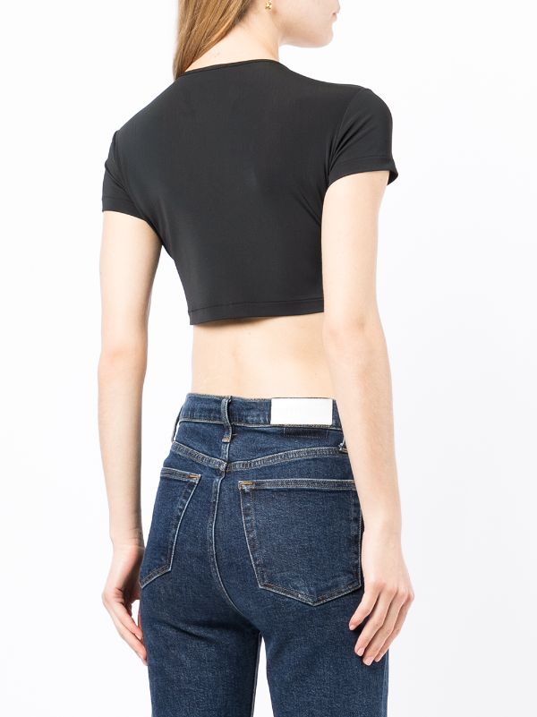 Chanel Pre-owned 1990s CC Embroidered Cropped Top - Black