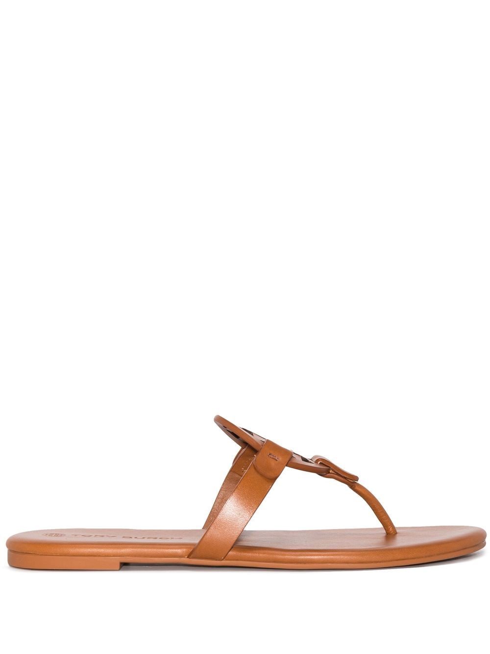 Shop Tory Burch Miller Soft Logo Leather Sandals In Brown