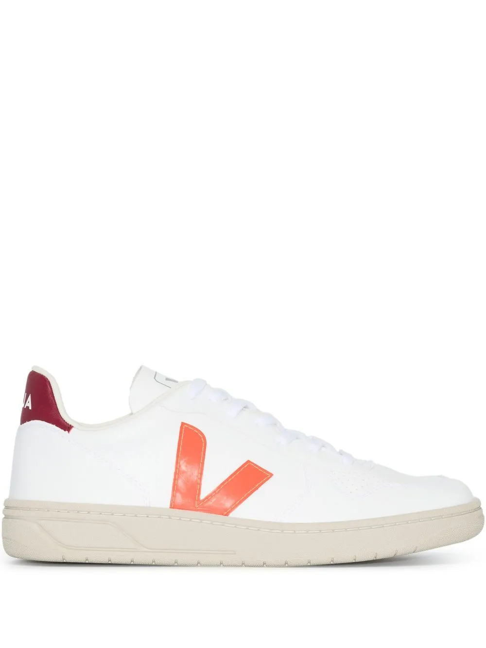 

VEJA tenis bajos V-10 - WHITE_ORANGE-FLUO_MARSALA