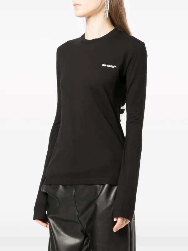 新品】オフホワイト OFF-WHITE ストライプ 長袖Tシャツ ロンT 正規品 L