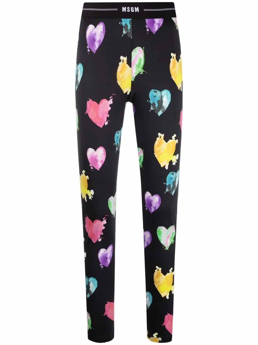 

MSGM leggins con estampado de corazones - Negro