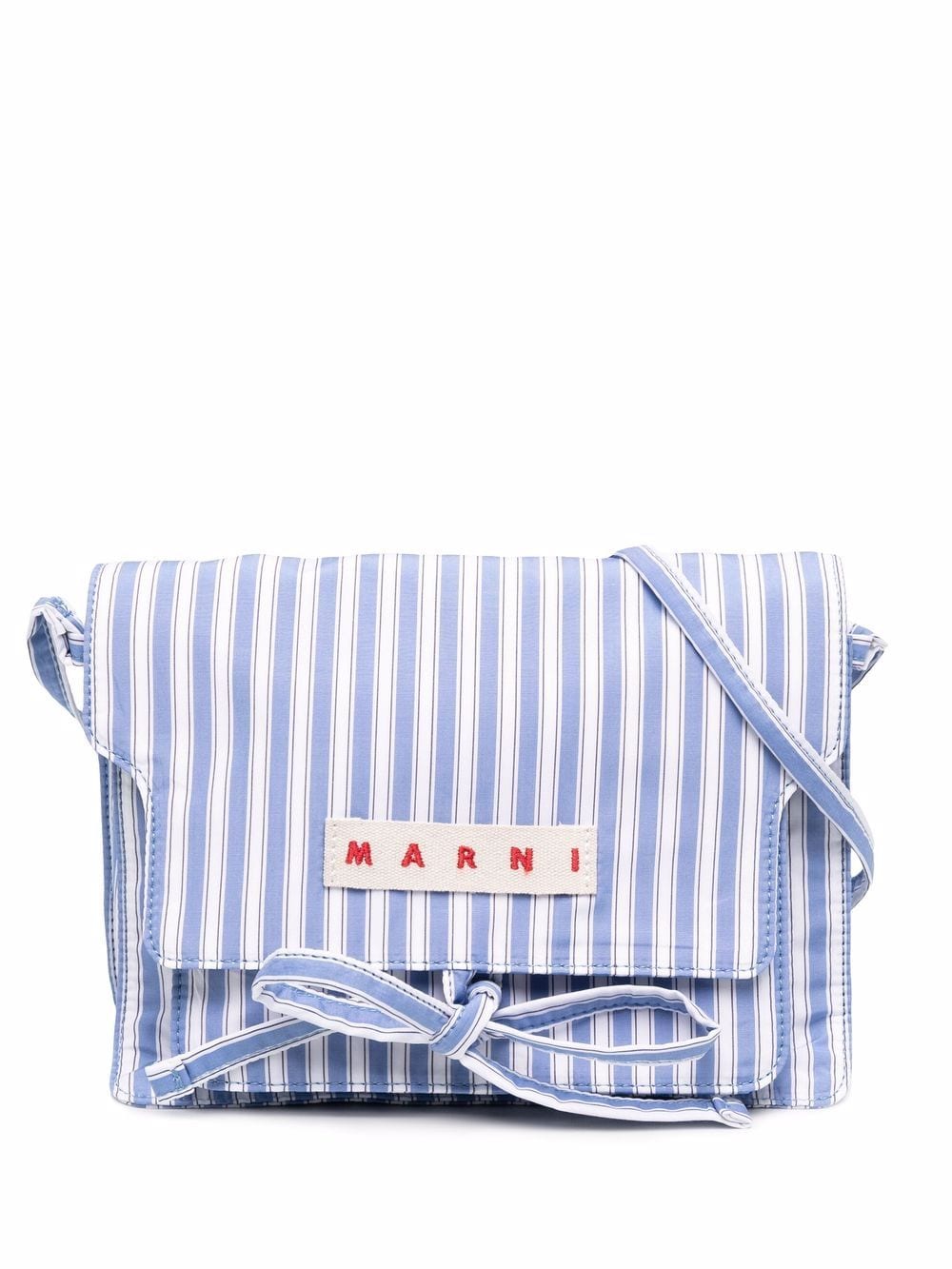 

Marni logo-patch stripe-pattern crossbody bag - Blue