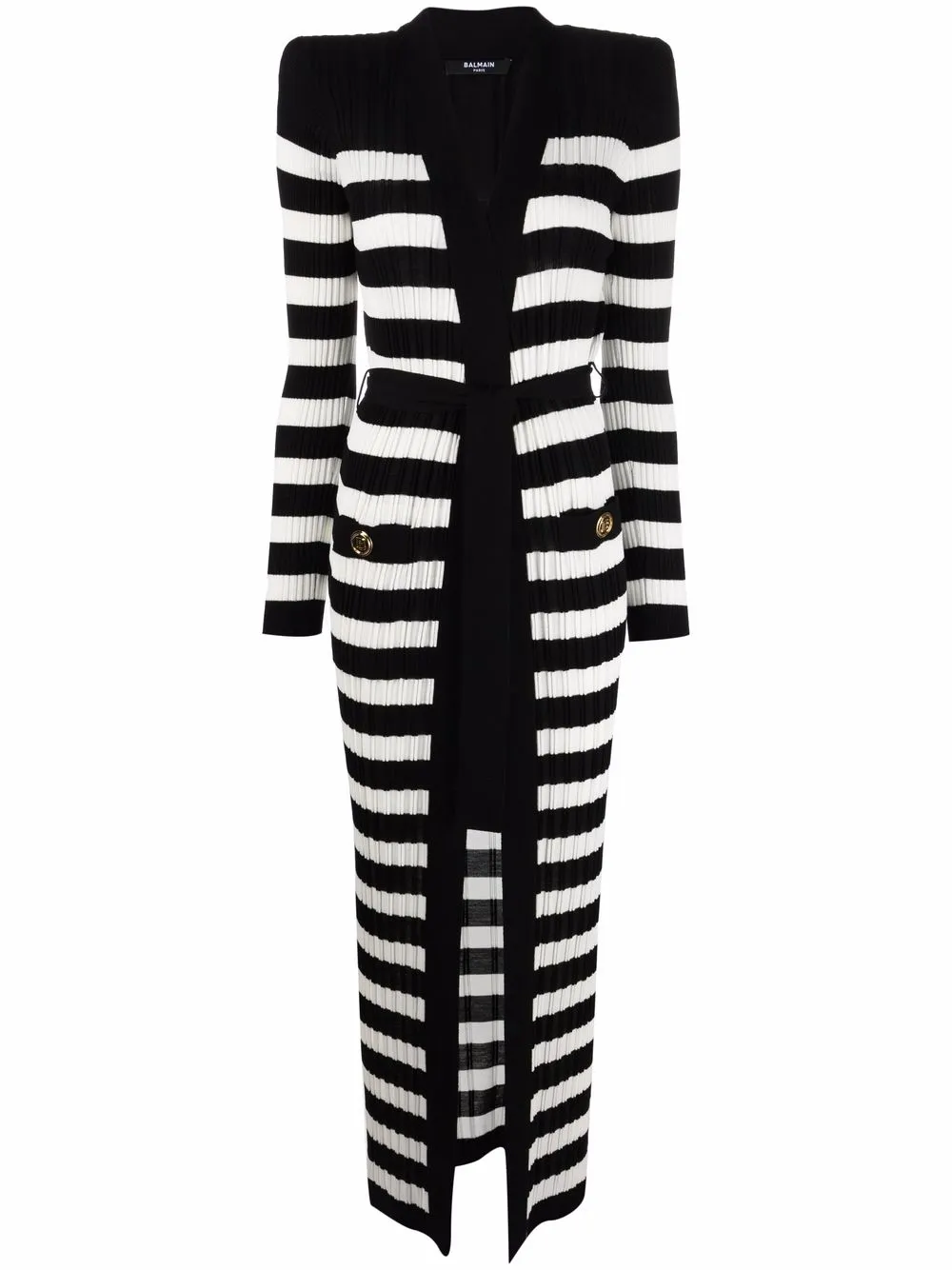 Balmain horizontal-stripe cardi-coat - Farfetch