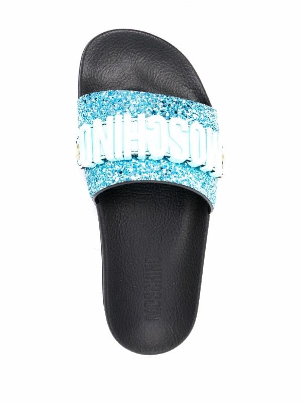 Moschino 2024 glitter sliders