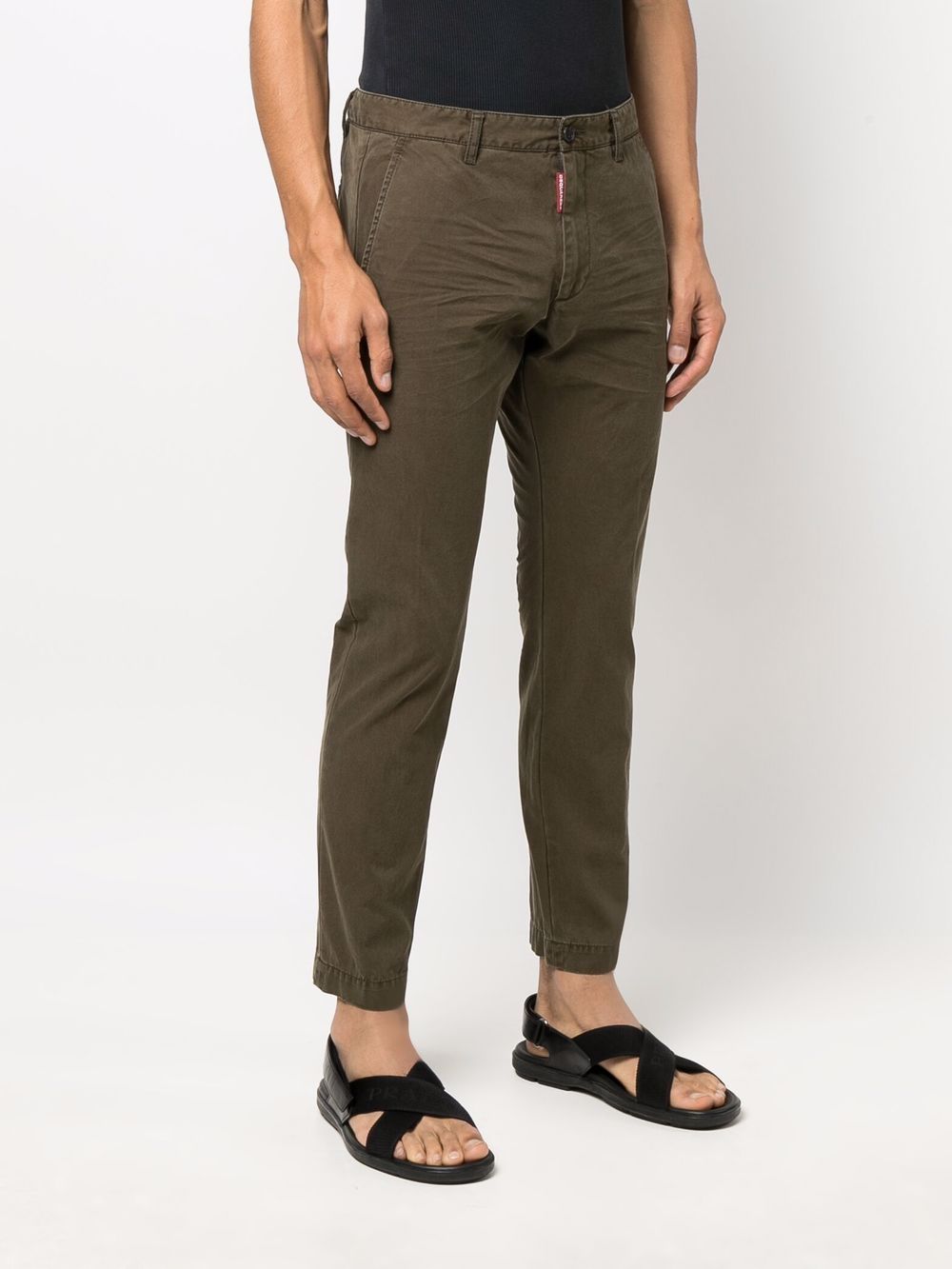 Shop Dsquared2 Four-pocket Cotton Chinos In Green