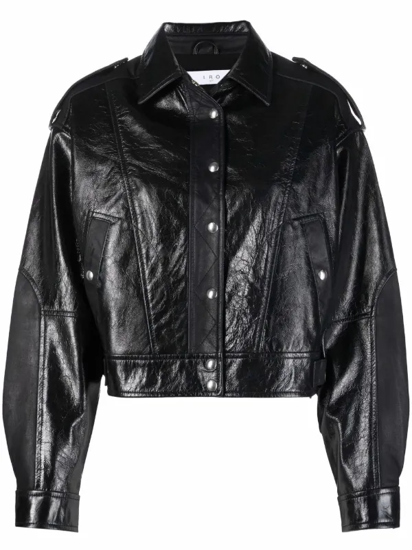Shop IRO leather shirt jacket with 