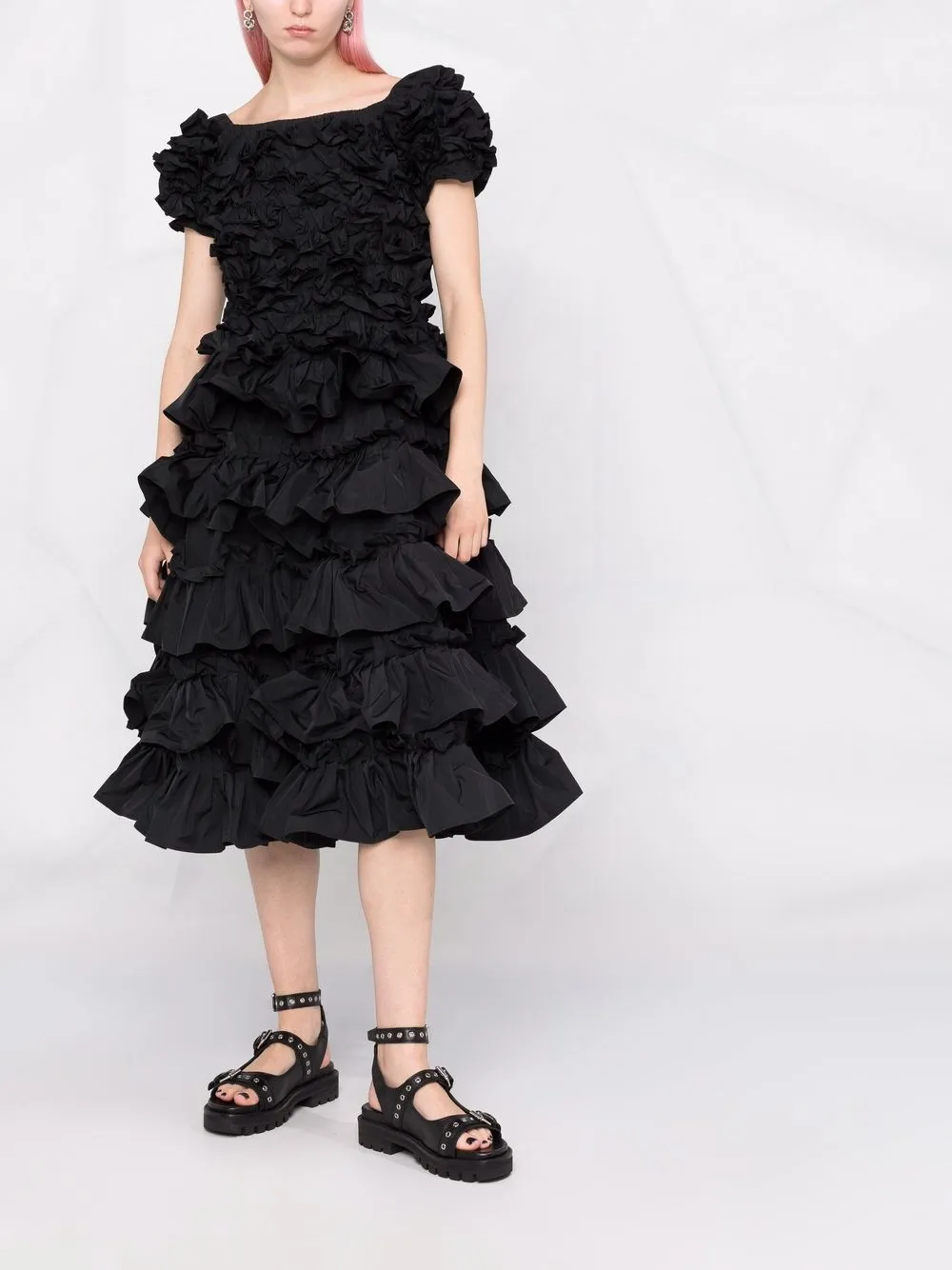 RED Valentino Jurk met ruches Zwart