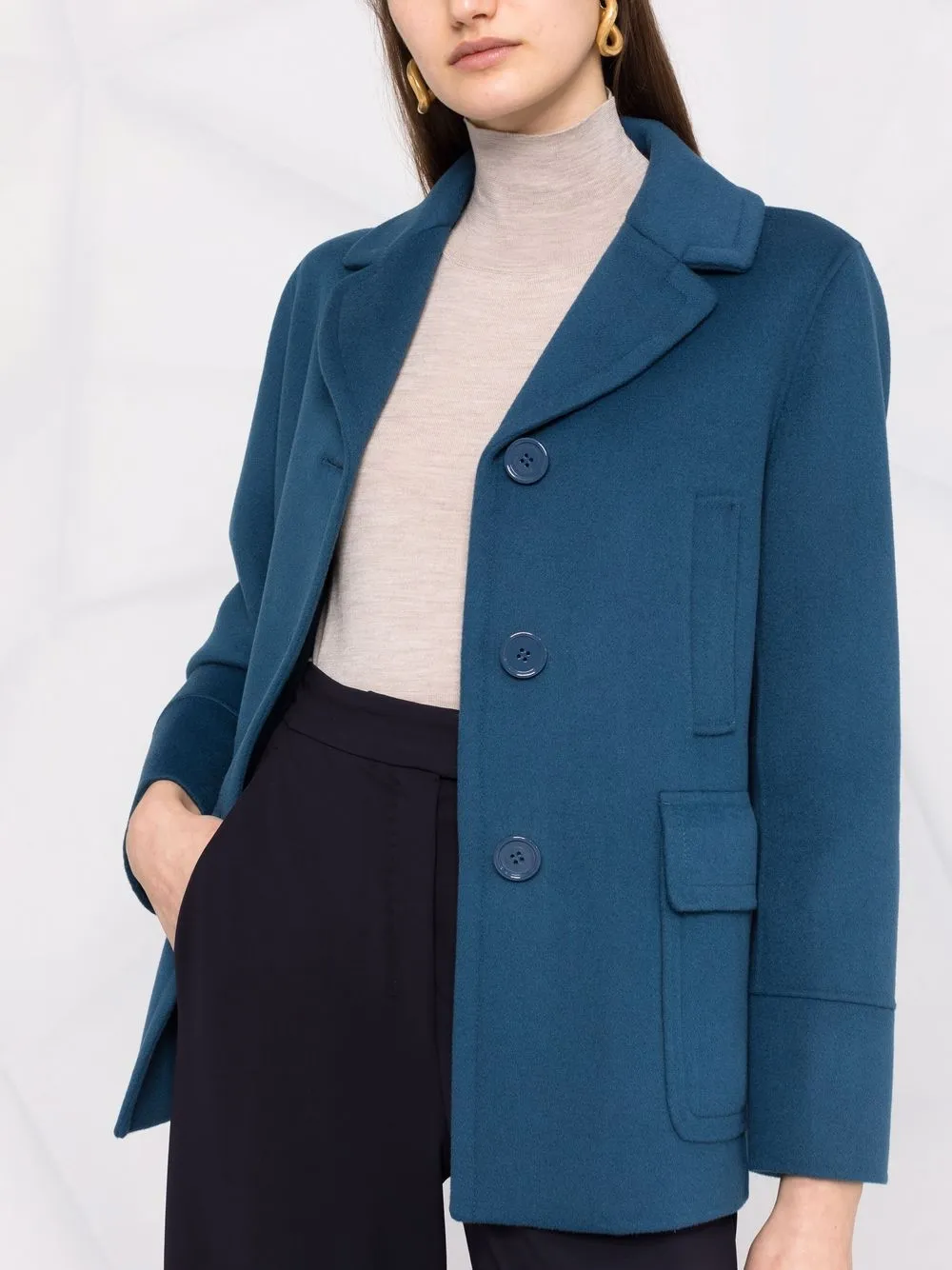 's Max Mara Short Pea Coat In Blue