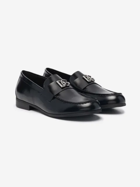 Dolce & Gabbana Kids logo-plaque leather loafers