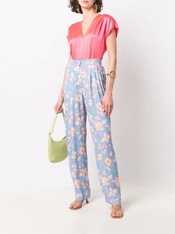 Forte Forte floral-print straight-leg Trousers | Blue | FARFETCH